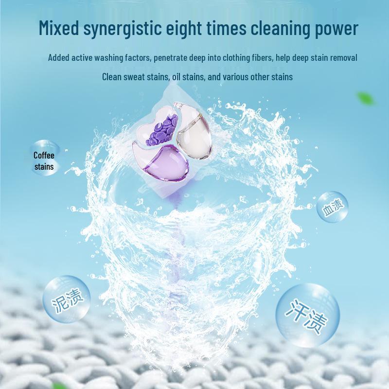 3-in-1 Laundry Detergent Sachet with Durable Fragrance Beads, Sample Size in Divided Bottle