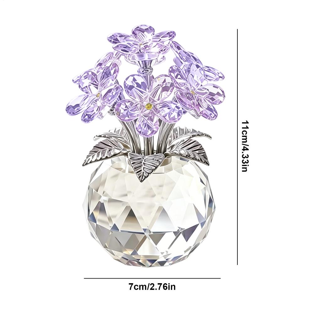 

Crystal Statue Realistic Display Ornament Centerpiece Floral Bouquet Sculpture for Desk for Bookshelf Bedside Nightstand фіолетовий