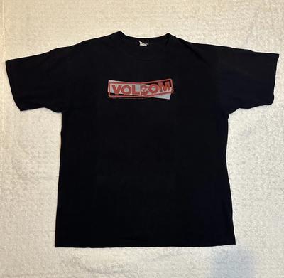 Vtg 90er/00er Volcom Box Logo T-Shirt Herren XL Skate Surf Grunge T-Shirt Schwarz