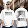 Minimalist "TECHNO" Rave Print Men's Clothing Women's Cotton T-shirt Casual O-neck Short Sleeve Tops Summer Streetwear T Shirt