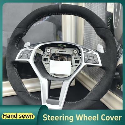 Car Steering Wheel Cover For Mercedes Benz A45 AMG W176 C63 W204 CLA C117 CLS S-Model 2011-2016 Suede DIY Steering Wrap