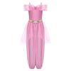 Girls Arabian Princess Mesh Overlay Pants Rhinestone Straps Sequins Waistband Built In Briefs Themed Birthday Costume