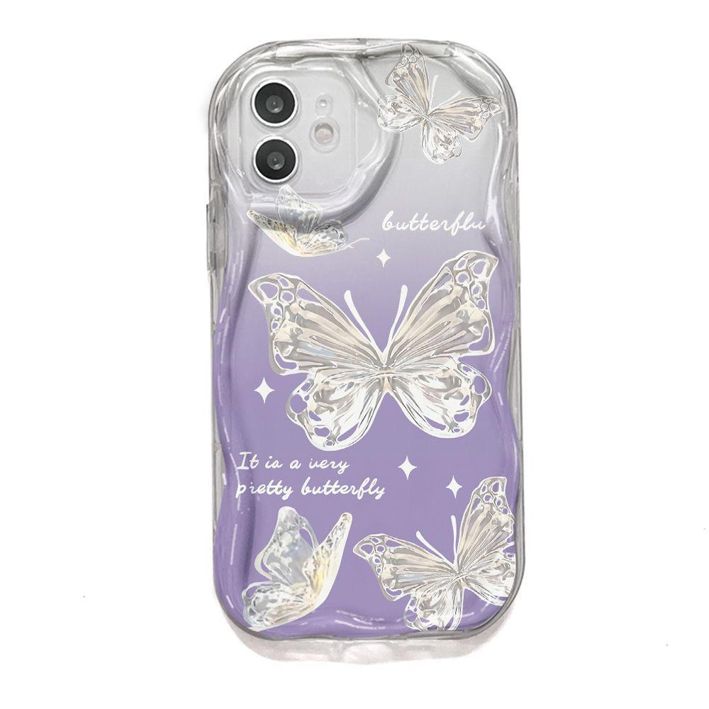 Purple glitter butterfly for iPhone15promax mobile phone case Apple 14 wave 12/13 soft case 11
