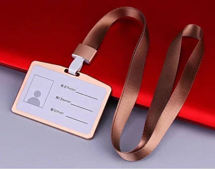 1 Pcs Aluminum Alloy Card Cover Case Bank Business Work Card Holder with ABS Retractable Badge Reel Credit ID Card Badge Bag