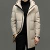 Mens Winter Down Coat 90% White Duck Mid-Length Removable Hood Casual Warm Outerwear