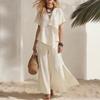 2026 European and American Cross-border Foreign Trade Summer New Women's Fashion Casual Irregular Short-sleeved Top Slit Wide-leg Pants