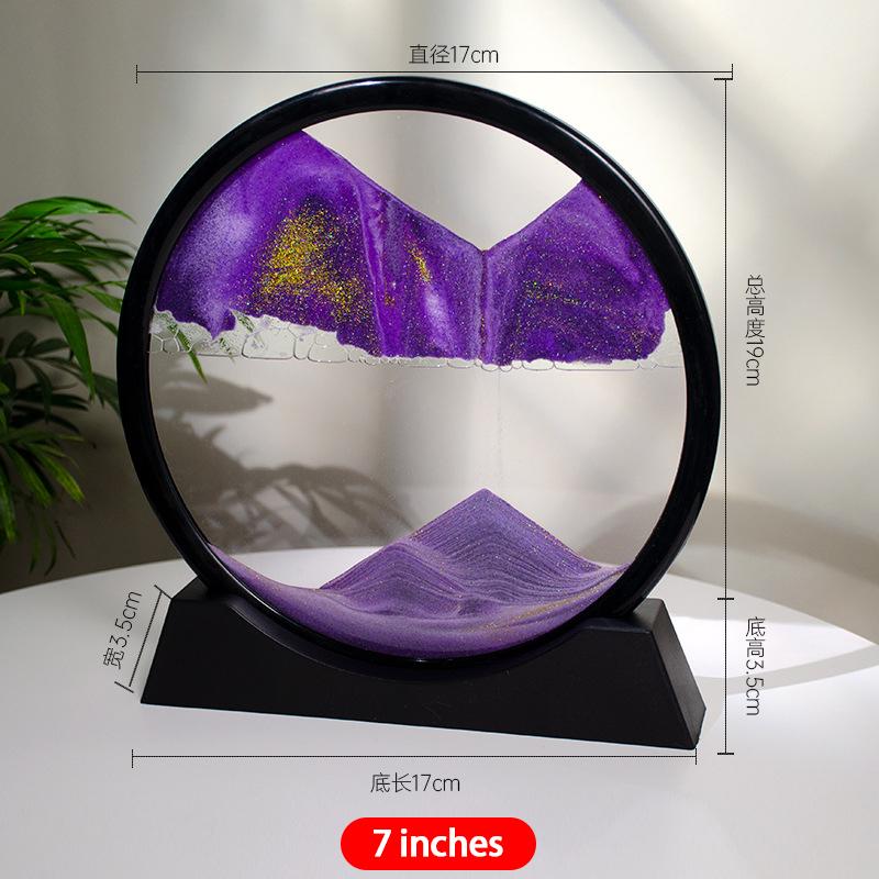 

3D Картина из текучего песка 7 дюймов Настольное украшение Украшение для гостиной дома Офис Экологичная картина из текучего песка Поделки 7-inch фиолетовый