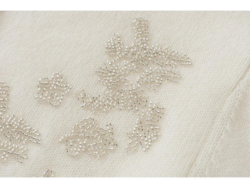 Γυναικεία Χοντρή Κασμιρέ Ζακέτα με Κλείσιμο με Κουμπιά, Χειροποίητες Χάντρες και Κεντημένες Λεπτομέρειες