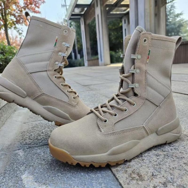 

New outdoor breathable sand-colored high-top boots outdoor tactical training shoes mountaineering windproof sand ultra-light desert Martin boots 46 пісочний