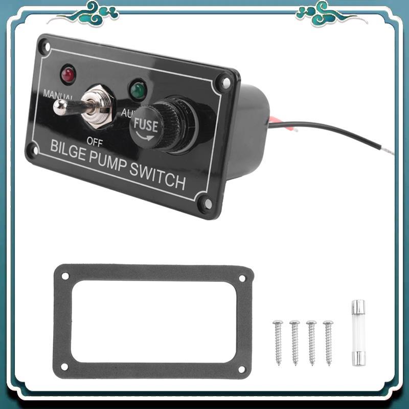 Premium DC 12V Fused Marine Bilge Pump Switch Panel With LED Indicator Light Manual/Off/Auto 3-Way Toggle Switch