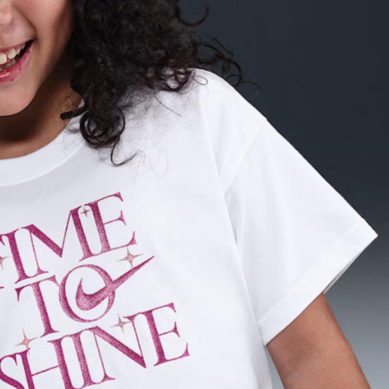 Nike Letter Print Round Neck Short Sleeve T-Shirt Kids Tops HV5722-100