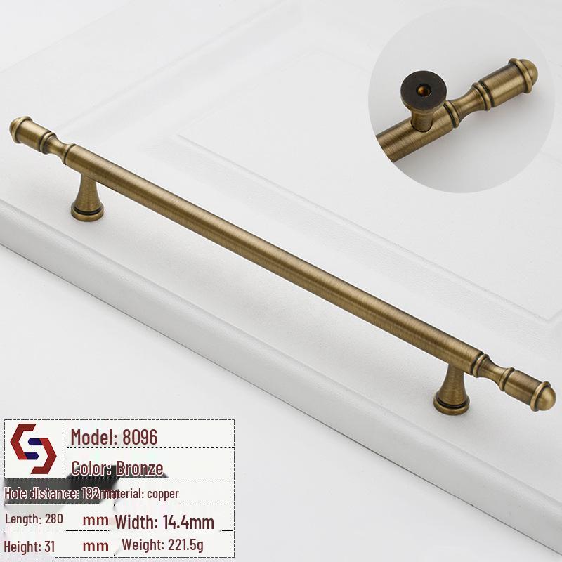 Vintage Brass Handle for Wardrobes, Cabinets, Drawers, and French Doors - Single Hole Light Luxury Style Furniture Hardware