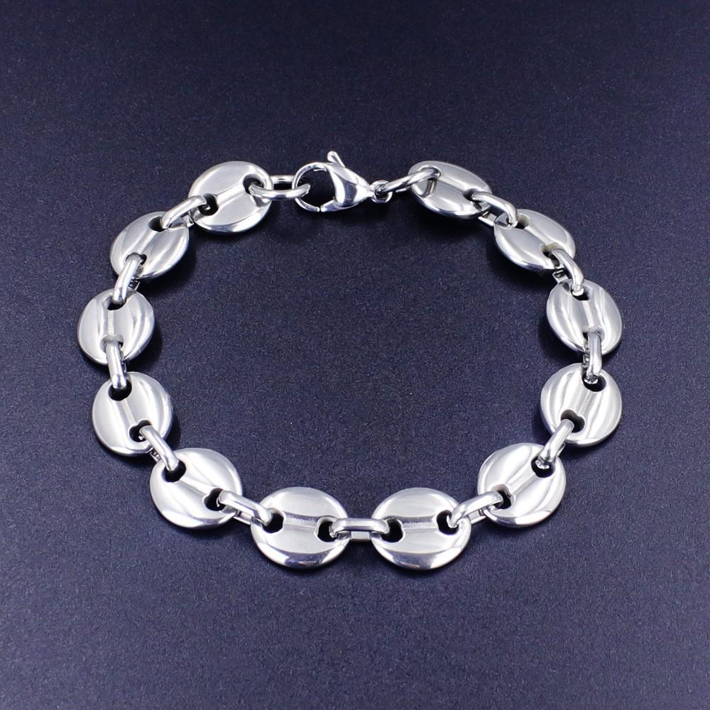 European & American Stainless Steel Cuban-Figaro Men's Bracelet Set - Gold Titanium