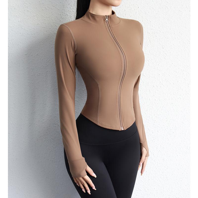 Nový jógový kabát, krátká sportovní bunda, dámské fitness oblečení, zeštíhlující postava, jógová bunda na zip