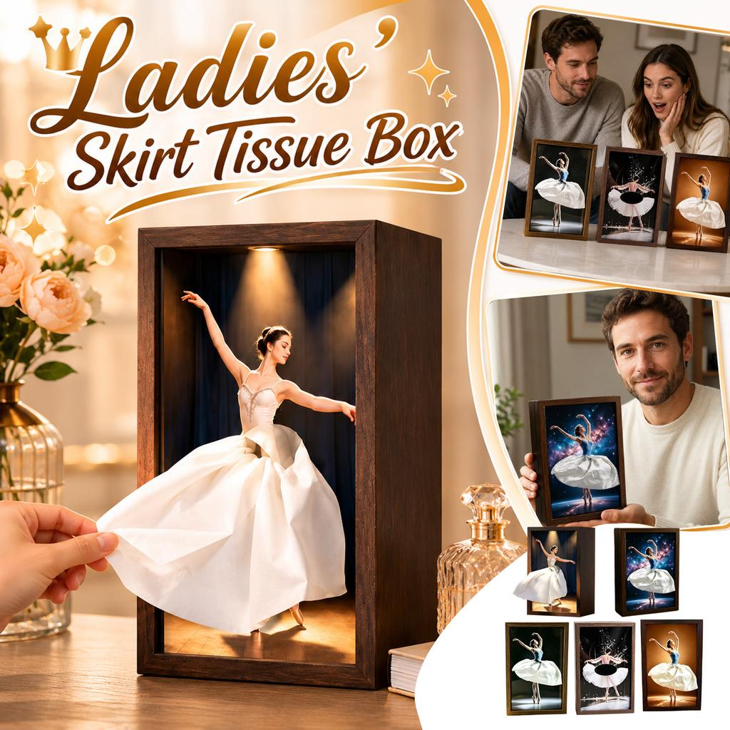 Creative Dress-Shaped Tissue Box with Flying Skirt Design, Decorative Skirt Tissue Holder for Living Room Desk, Girls Room Decor