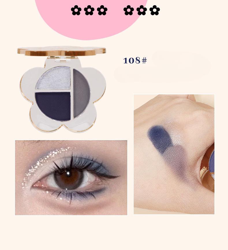 Fard de ochi tăiat, paletă fină de fard de ochi cu flori sidefate strălucitoare, machiaj avansat de culoarea pământului