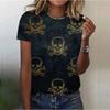 Summer Round Neck 3D Skull Pattern Printed Top Fashionable Casual Cute Short Sleeved Women's T-shirts