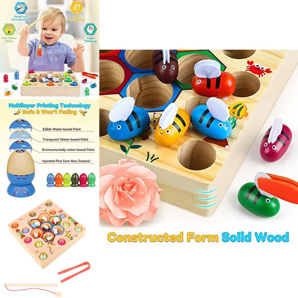 Engaging Wooden Fishing Game Toys For Boys And Girls With Magnetic Elements