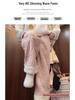 Women's Pink Fleece Cotton Wide-Leg Pants - Winter 2025 Casual Warm Plus Velvet Design