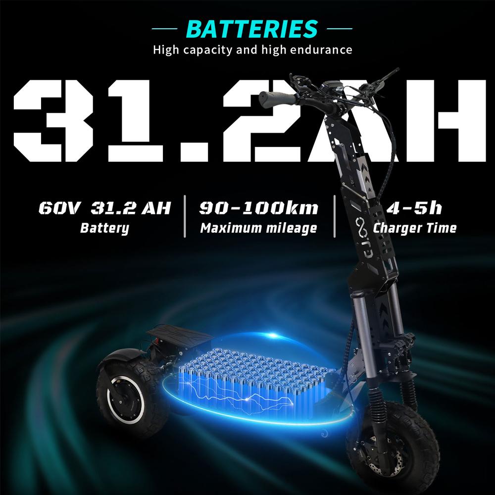 Elektroroller Klappbar OOTD T30 13" 1600W x 2 Motor Elektrischer Offroad-Roller für Erwachsene Mit Sitz 60V 31,2AH LCD-Display Höchstgeschwindigkeit 65 km/h