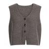 Shop   Women S Crop Button Front 6 Color Stretch Knit veSt Brown Bom wvS 20784