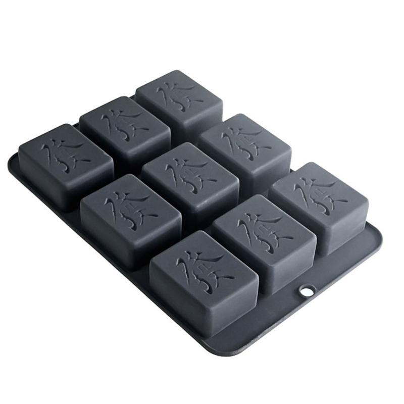4/9 Cavity Lucky Mahjong Cake Molds Heat Resistant Silicone For Mousses Chocolate Candle Creative Baking Supplies Chinese Cultural Theme