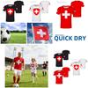 Suisse Suisse SUISSE Football T-shirt Imprimé 3D Maillot National Drapeau Entraînement Col Rond Unisexe Hommes Femmes Sport MAILLOT Manches Courtes Uniforme