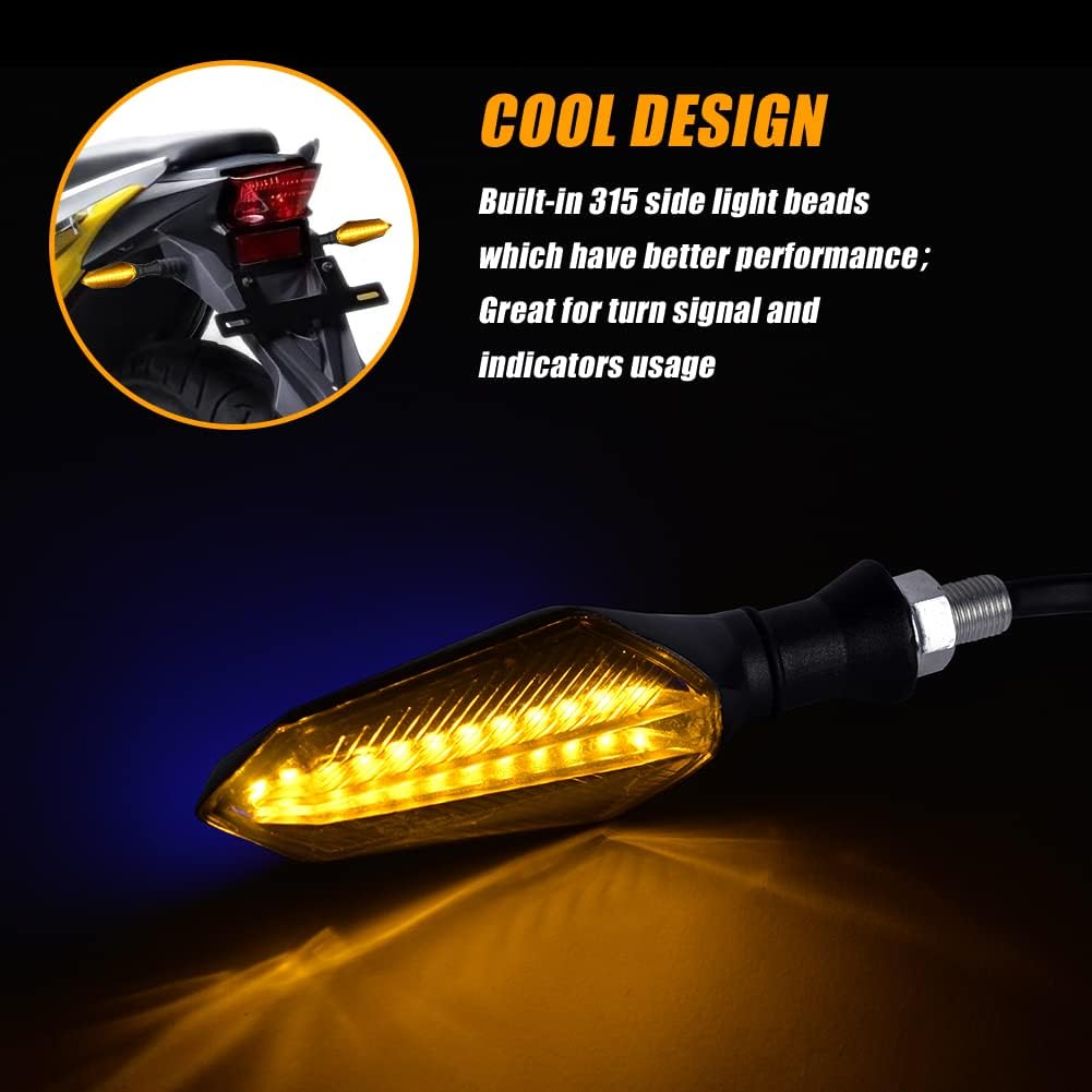 2023 Moto Turn Signal Light 12V Flowing LED Indicator Bright Signal Light, Daytime Running Lights Brake Lights for Motorcycle