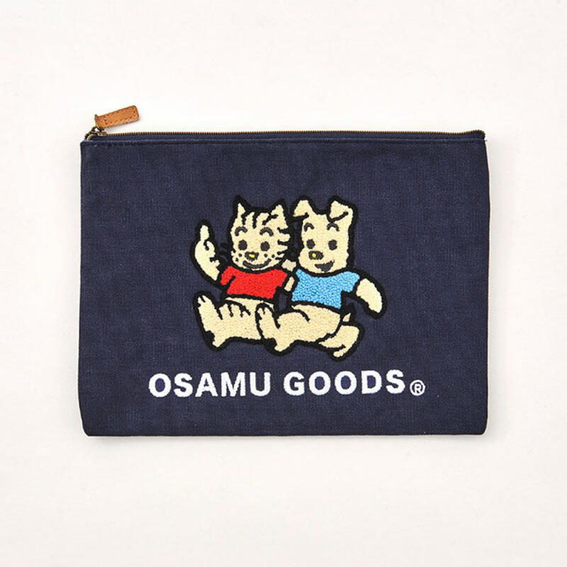 

Osamu Goods Embroidered Patch Flat Pouch (Navy)