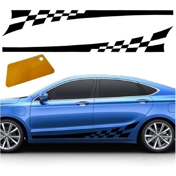 2PCS 78" Car Body Door Side Waistline Sticker Decals, Sports Racing Stripe Decals, Waterproof Vinyl Stripe Sticker Decoration For Car SUV Truck