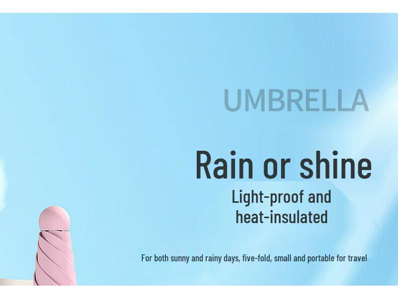 Compact Capsule Sun and Rain Umbrella: Thickened, UV-Protected, Dual-Use, Folding Black Glue Design
