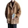 Men's Corduroy Wool Coat - Mid-Length, Loose Fit, Spring/Autumn, Hong Kong & Korean Style