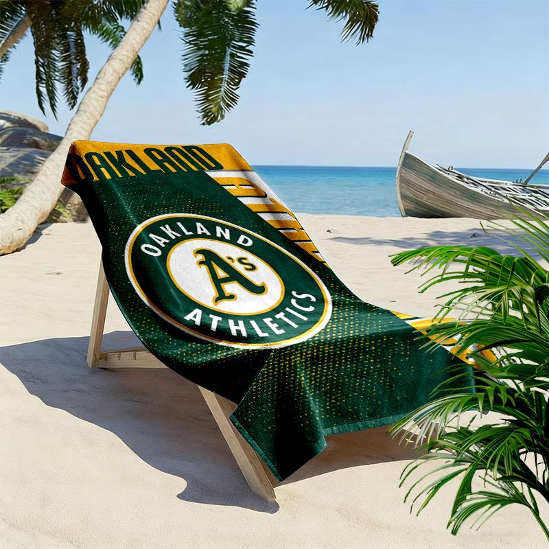 Oakland Athletics Print Beach Towel, Large Soft Quick Dry Towel for Beach Camping Swimming