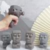 Stone Man Releases Stress Toy Slowly Rebounds Soft Moai Statue Squeeze Eyes Interested Expression Relaxes Stress Children's Gift