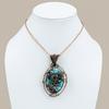 Tibetan Turquoise Handmade Copper Wire Wrap Jewelry Pendant 3.27" L6M69