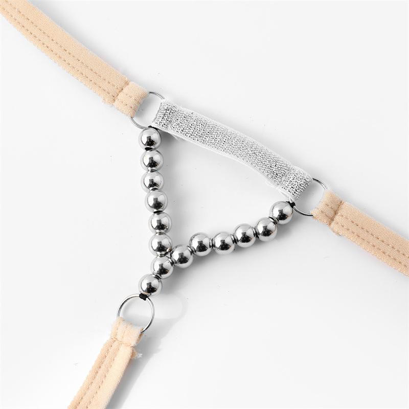 Men's thong mesh bag breathable bedding flirting products ring bead chain thin belt sexy sex panties