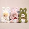 Bunny Hoodie Vinyl Doll Keychain Plush Rabbit Plushie with Bell Cute Backpack Charm And Car Accessory