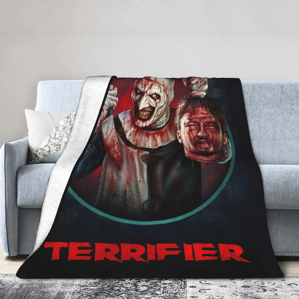Terrifier Horror Film Soft Warm Aesthetic Plush Throw Blanket for Kids Living Room Flannel Bedspread Bed Cover