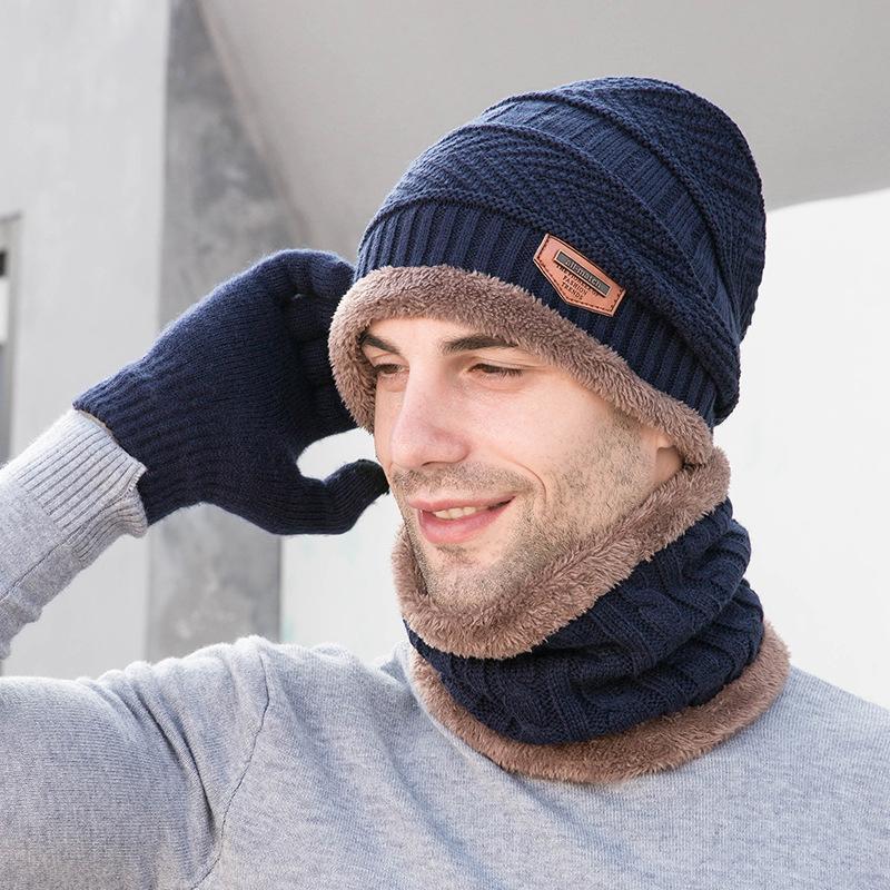 Winter Hats For Men Skullies Beanie Hat Winter Cap Men Women Wool Scarf Caps
