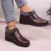 Butterfly Women's Shoes, Women's Boots, Winter Cotton Shoes, Zipper Casual Leather Winter Boots, Wedge-heeled Mid-heel Short-tube Snow Boots