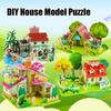 Assembly Building Blocks DIY House Model Puzzle Paper Jigsaw Paper Card Jigsaw  Early Educational