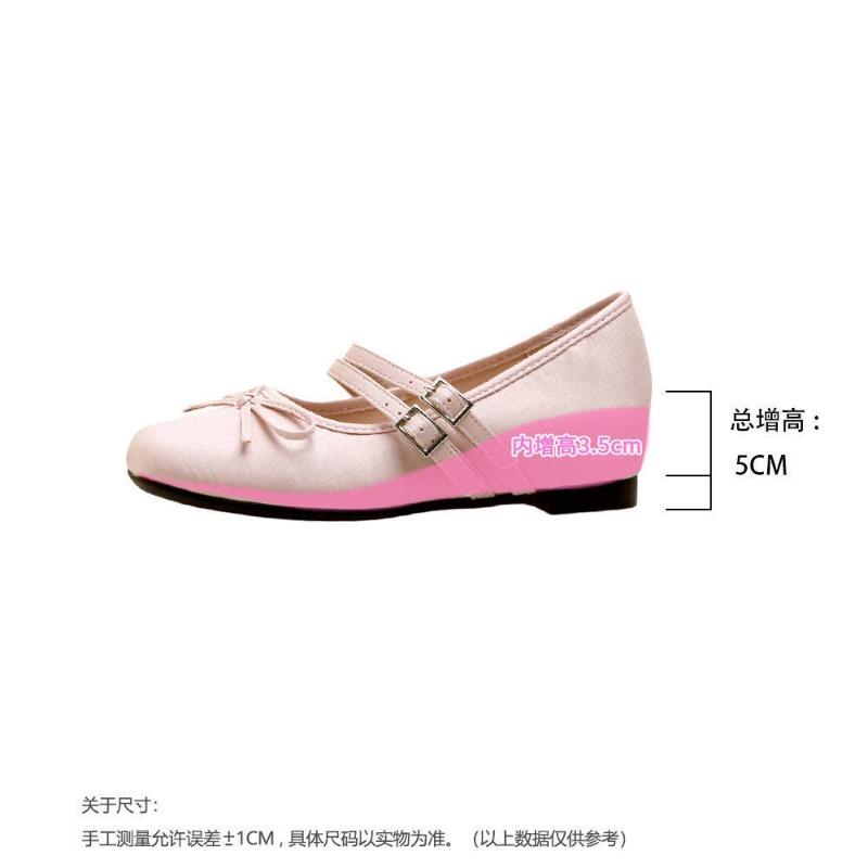 5 inner height increase silver single shoes women's autumn new square head bow light mouth summer word belt Mary Jane