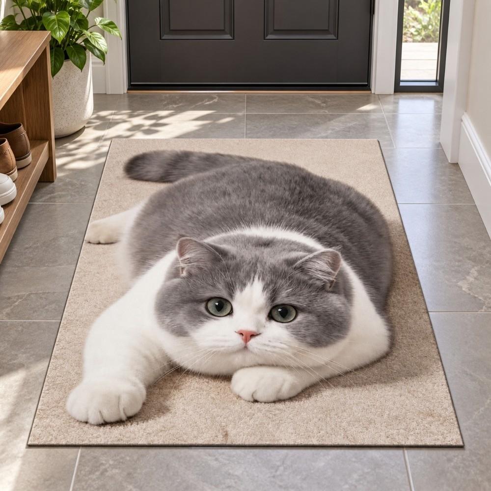 Realistic Bathroom Carpet Diatomaceous Earth Bedroom Door Rug Cute 3D Cat Floor Mat Home Decor