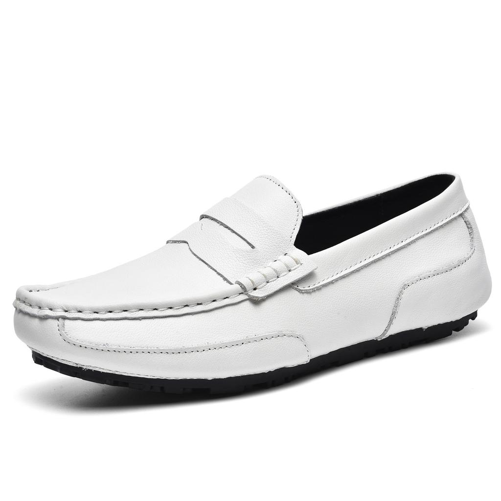 2025 Autumn and Winter New First-layer Leather Lazy Shoes Small Size Men's Casual Leather Shoes Soft-faced Leather Doudou Shoes Driving Shoes