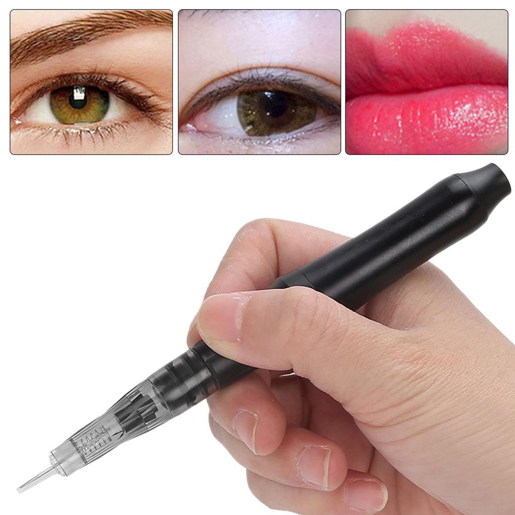 Halvpermanent Microblading Ögonbryn Läppar Tatueringsmaskin Smink Tattoo Penna (Svart )