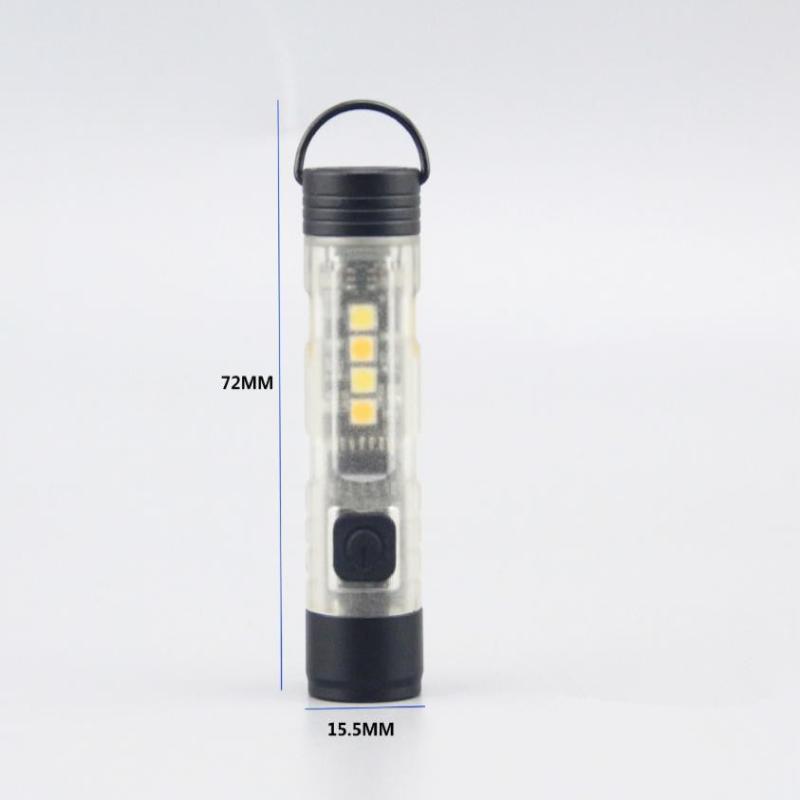 Mini Keychain Flashlight Type-C Fast Charging Torch Lamp With Magnet Multifunction Warning Camping Flashlight