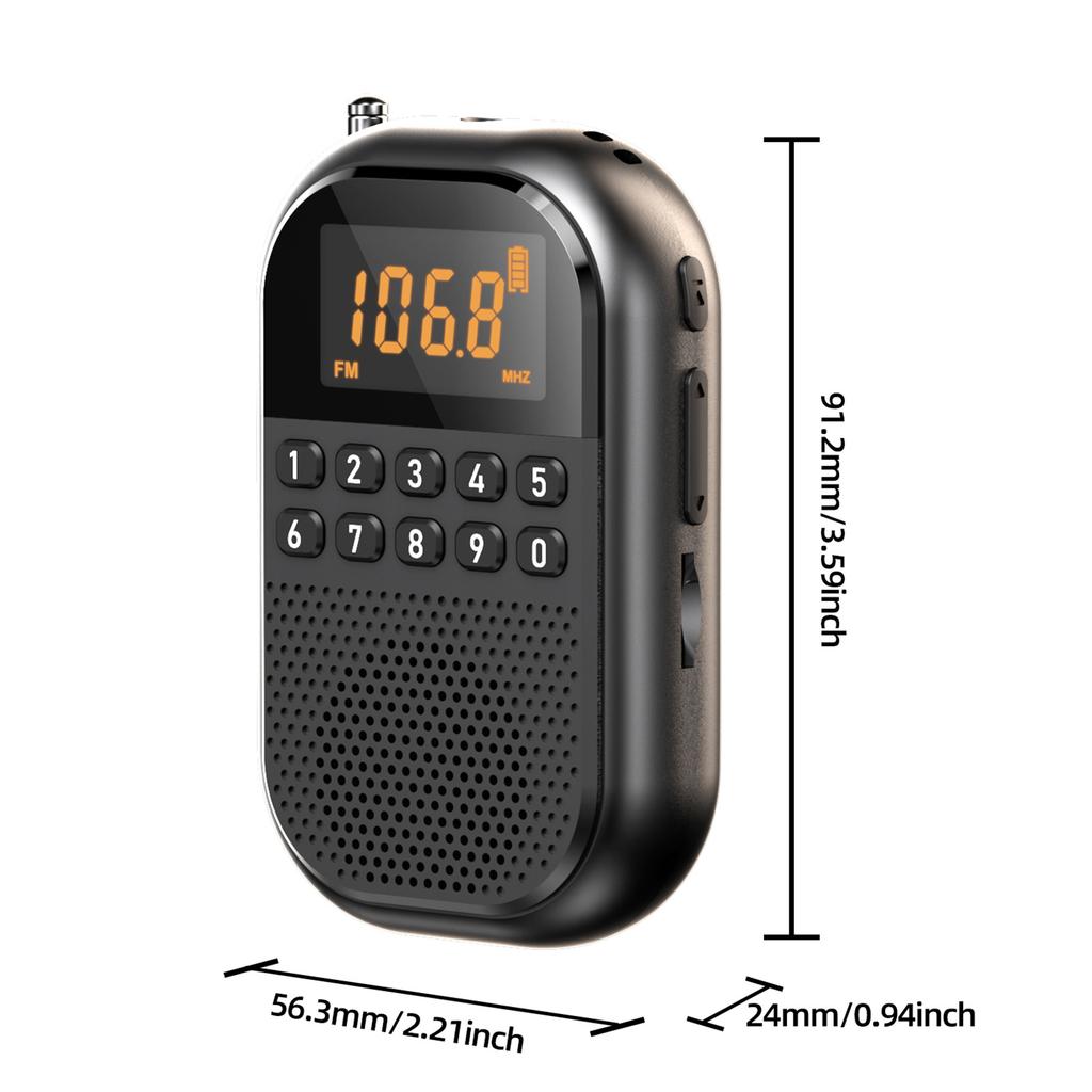 2025 New Mini Portable Radio FM/AM 1100mAh Card-rechargeable Bluetooth Radio