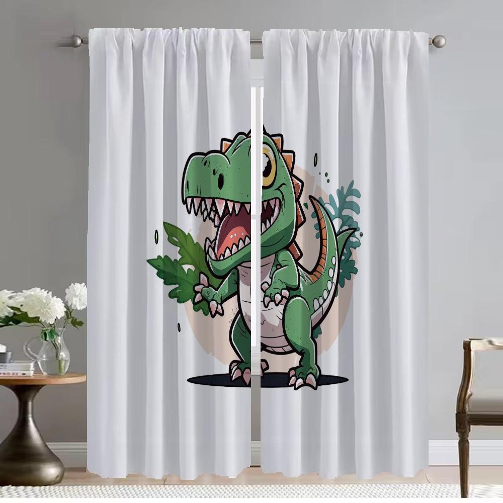 Little Dinosaur Blackout Curtain for Room 2 Panel Anti-mosquito Curtains for Camera Partition Halloween Decoration Shades Living