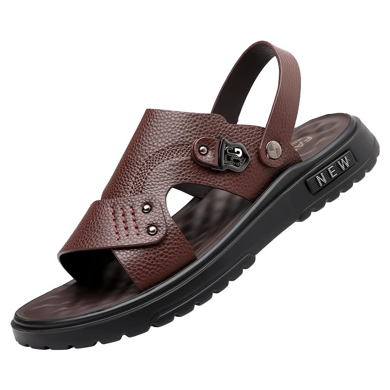 

Мужские сандалии Нескользящие Натуральная кожа Легкие Повседневные Летние туфли для мужчин Большой размер Толстая подошва Черные Пляжные шлепанцы Мужские 38 коричневый