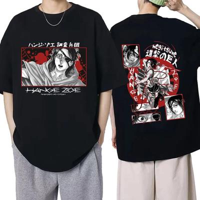 Japon Anime Titan'a Saldırı Tişörtü Hange Zoe Manga Grafik Tişörtler Unisex Kısa Kollu Büyük Boy %100 Pamuklu Bol Tişört